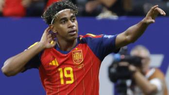 Lamine Yamal celebra su primer gol en un Mundial.