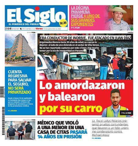 Portada del impreso para este viernes 13 de septiembre