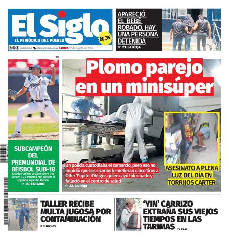 Portada del impreso para este lunes 12 de agosto de 2024