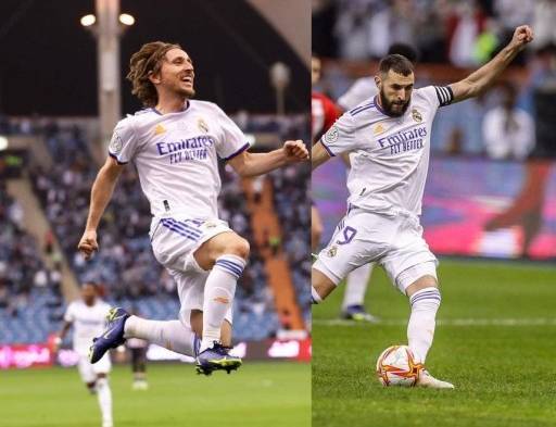 Modric festeja su gol, mientras de Benezemá sigue infalible al cobrar los penaltis.