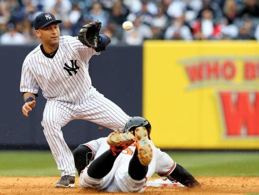Derek Jeter en su último inicio de temporada en casa.