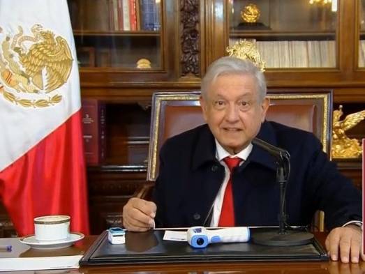 El presidente López Obrador en su intervención a distancia.