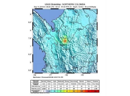 El temblor también se sintió en el centro y el suroeste de Colombia.