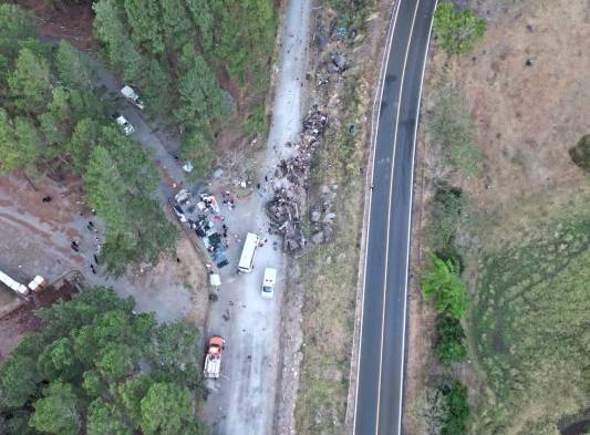 Vista aérea del hecho de tránsito en Gualaca, Chiriquí.