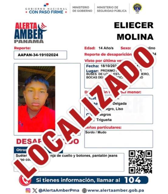 La Policía localiza a adolescente en Alanje tras su desaparición