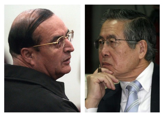 Ex asesor presidencial peruano Vladimiro Montesinos (i) y al ex presidente de Perú Alberto Fujimori.