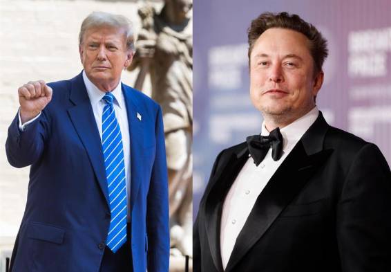 Combo de fotografías de archivo del expresidente y actual candidato republicano a la Casa Blanca, Donald Trump (i), y el magnate y propietario de la red social X, Elon Musk.