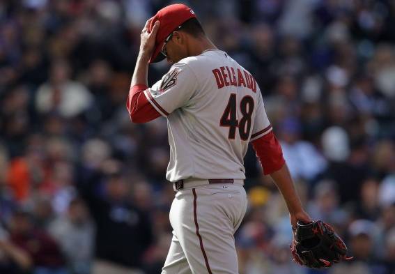 Randall Delgado con una mala salida ante Colorado.