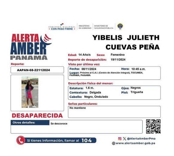Adolescente paname&ntilde;a desaparecida, aparece sana y salva en Nicaragua