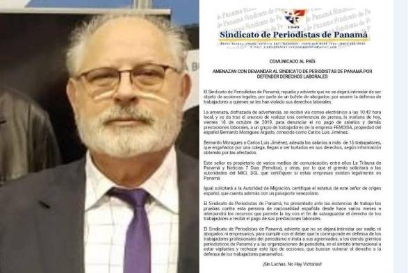 En su momento, el Sindicato de Periodistas de Panamá presentó ante las instancias de trabajo las pruebas en contra este empresario español.