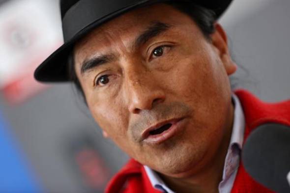 El presidente de la Confederación de Nacionalidades Indígenas del Ecuador (Conaie), Leonidas Iza.