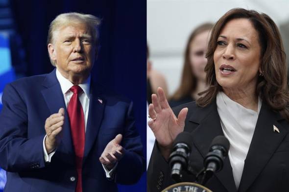 Combo de fotografías donde se observa a los candidatos a la Presidencia de Estados Unidos: el expresidente Donald Trump (2017-2021) y a la actual vicepresidenta, Kamala Harris.