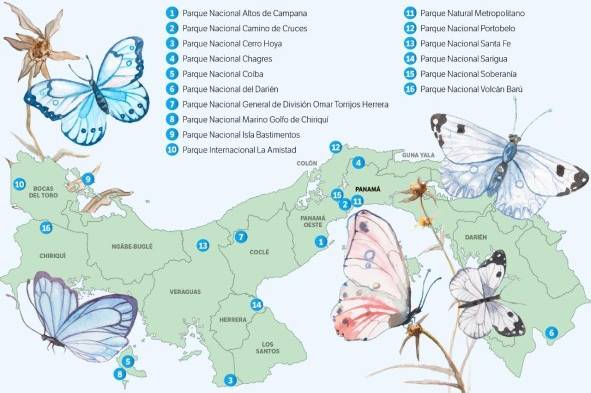 Distribución de los Parques Naturales en Panamá.