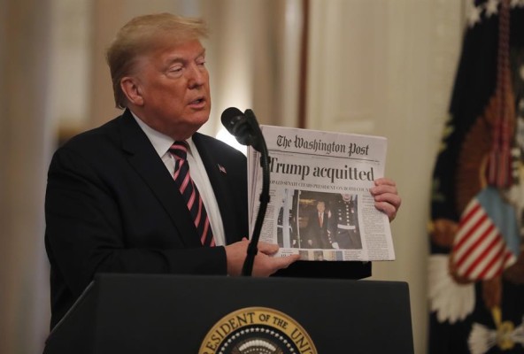 Trump celebra en la Casa Blanca el fin del 'Impeachment': Fue un infierno