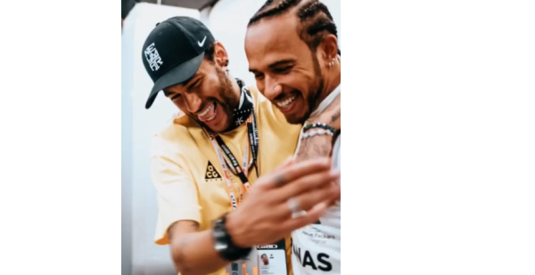 Neymar viaja de París a Barcelona a ver la Fórmula 1 y posa con Hamilton y Alves