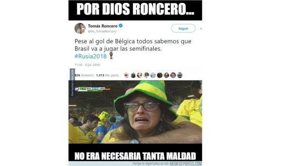 Memes del partido Brasil vs Bélgica