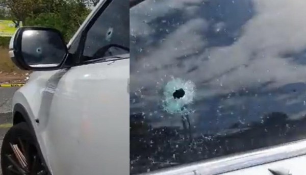 Una de las balas entró por la ventana delantera y lo hirió en el cuello.