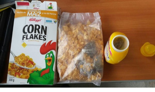 Droga estaba en paquete de Corn Flakes.