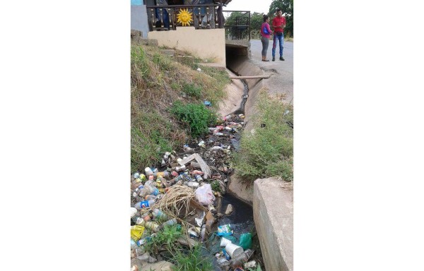 Cuneta está llena de basura