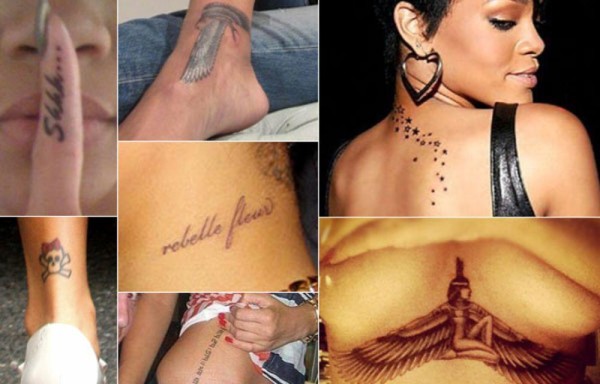 Rihanna está tatuada por todas partes.