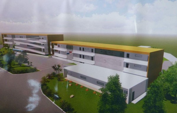 Maqueta de la futuros edificios del colegio secundario.