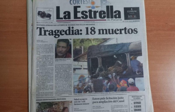 Dramática imagen en portada de La Estrella de Panamá.