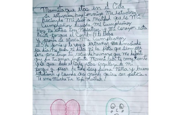 La emotiva carta de una niña oriunda de Chepo a su madre fallecida por covid