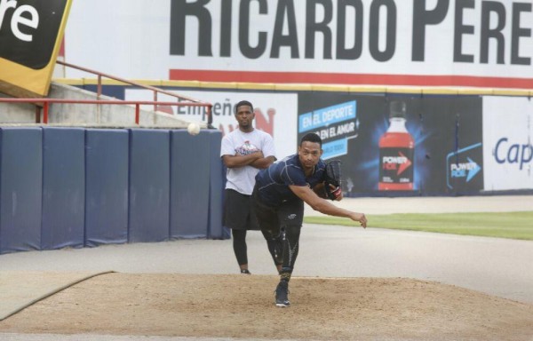 Christian Bethancourt, ayer en su sesión de ‘bullpen'.