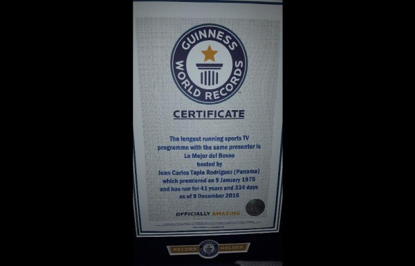 Esa fue la placa que entregó Guinness World Records.