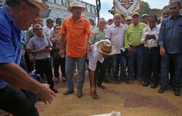 El diputado del PRD, Crispiano Adames también estuvo en la protesta de los productores de arroz.