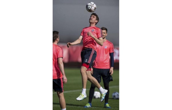 Thomas Mueller durante los entrenamientos del Bayern.