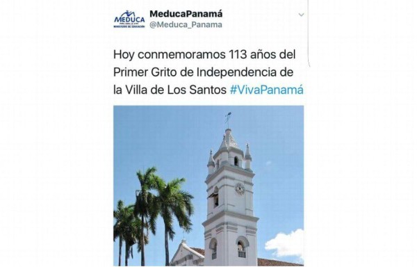 El twitter afirmaba que ayer se conmemoraba 113 años del primer Grito de Independencia de la Villa de Los Santos.