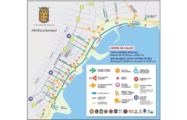 Ruta y paradas para desfile.