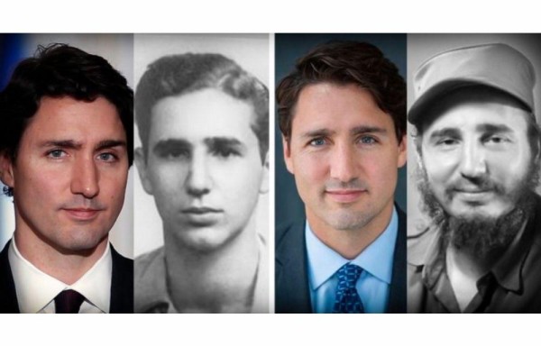 Justin Trudeau y Fidel Castro en su juventud.