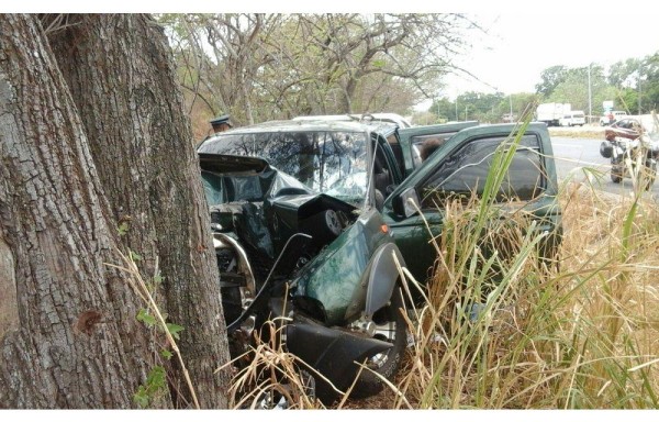 El conductor de un auto tipo ‘pick-up' colisionó contra un árbol en Santa Clara.
