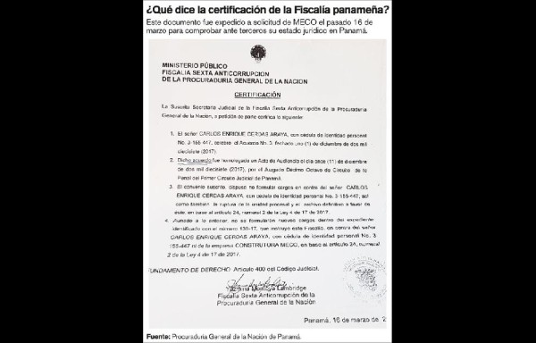 Revelan acuerdo entre la constructora MECO&nbsp;y el Ministerio Público de Panamá