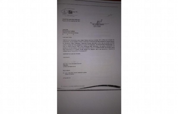 Esta es la nota enviada el 29 de noviembre de 2017.