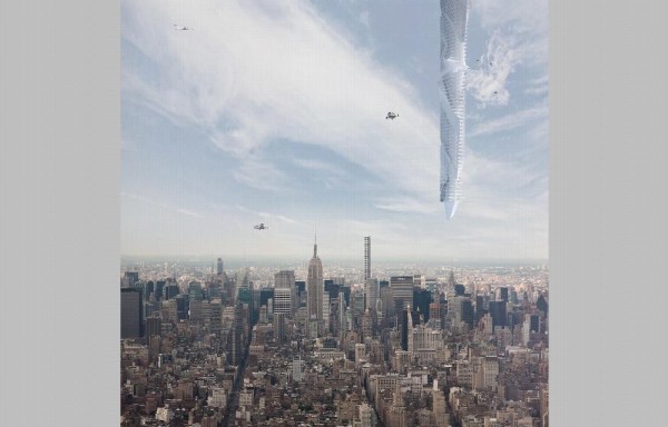 Edificio colgará desde el espacio
