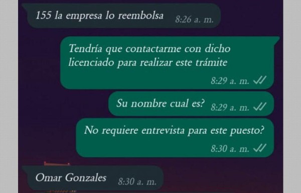 El número telefónico de la supuesta empresa aparece apagado y sin última ubicación.