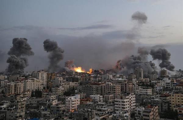 Vista del ataque israelí sobre Gaza, Palestina.