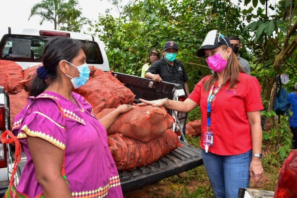 Mujeres rurales ngäbe reciben  7 mil libras de semilla de ñame y ñampí