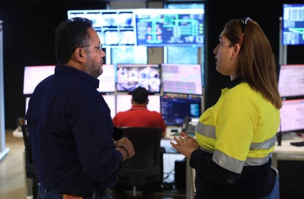 Sala de control, el punto de monitoreo de la mina 