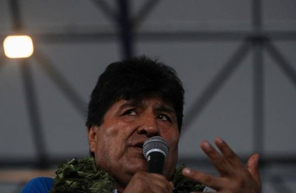 El expresidente Evo Morales habla durante el congreso del partido de gobierno, en Lauca Ñ (Bolivia.