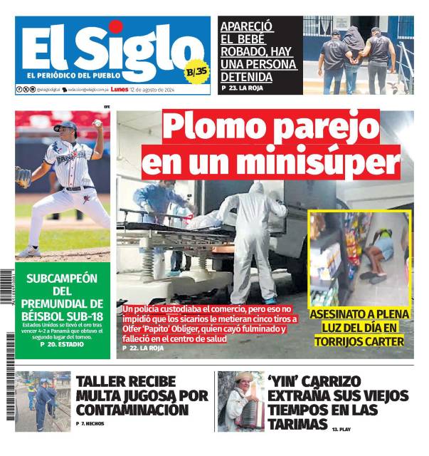 Portada del impreso para este lunes 12 de agosto de 2024