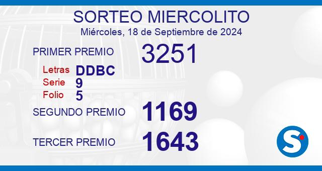 Lotería de este miércoles 18 de septiembre de 2024