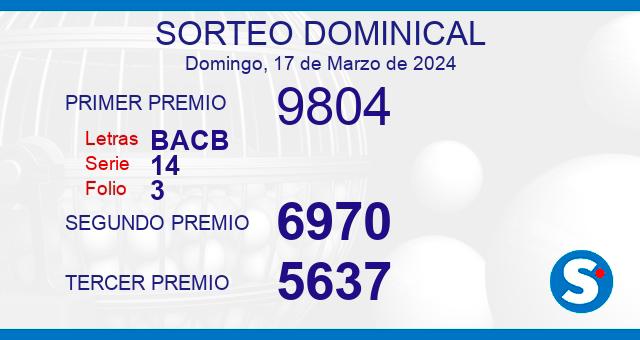 Sorteo Dominical del 17 de marzo de 2024