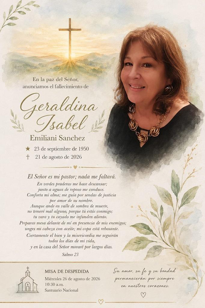 Último adiós a Geraldine Emiliani: Iglesia y hora de las honras fúnebres