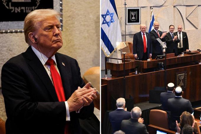 Trump fue ovacionado en el Parlamento Israelí.