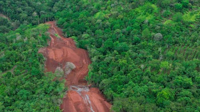 Vista aérea del área que está siendo devastada durante las obras.