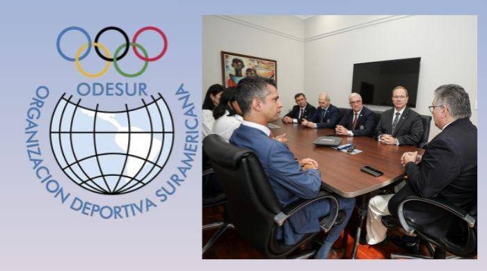 Delegación de ODESUR también se reunió con el ministro de la Presidencia y el director de Pandeportes.